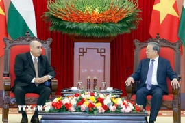 Tổng Bí thư Tô Lâm tiếp Chủ tịch Hạ viện Vương quốc Hashemite Jordan Mazen Turki El Qadi. (Ảnh: Thống Nhất/TTXVN)