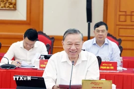 Tổng Bí thư Tô Lâm phát biểu tại buổi làm việc. (Ảnh: Thống Nhất/TTXVN)