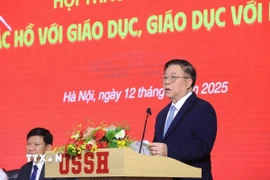 Ủy viên Bộ Chính trị, Bí thư Trung ương Đảng, Trưởng Ban Tuyên giáo và Dân vận Trung ương Nguyễn Trọng Nghĩa phát biểu. (Ảnh: Tuấn Anh/TTXVN)