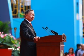 Tổng Bí thư Tô Lâm phát biểu tại lễ kỷ niệm. (Ảnh: TTXVN)