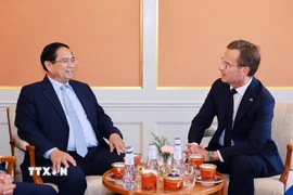 Thủ tướng Phạm Minh Chính hội đàm hẹp với Thủ tướng Thụy Điển Ulf Kristersson. (Ảnh: Dương Giang/TTXVN)