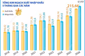 5 tháng năm 2026: Kim ngạch xuất, nhập khẩu hàng hóa tăng 25%