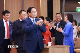 Thủ tướng Phạm Minh Chính đến dự Đại hội Đảng bộ Tập đoàn Điện lực Việt Nam lần thứ IV, nhiệm kỳ 2025-2030. (Ảnh: Dương Giang/TTXVN)