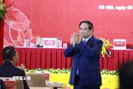 Thủ tướng Phạm Minh Chính dự Đại hội Đảng bộ Tập đoàn Điện lực Việt Nam lần thứ IV, nhiệm kỳ 2025-2030. (Ảnh: Dương Giang/TTXVN)