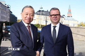 Tổng Bí thư Tô Lâm hội kiến Thủ tướng Phần Lan Petteri Orpo. (Ảnh: Thống Nhất/TTXVN)