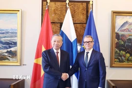 Tổng Bí thư Tô Lâm hội kiến Thủ tướng Phần Lan Petteri Orpo. (Ảnh: Thống Nhất/TTXVN)