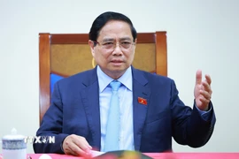 Thủ tướng Phạm Minh Chính điện đàm với Thủ tướng Thái Lan Anutin Charnvirakul. (Ảnh: Dương Giang/TTXVN)