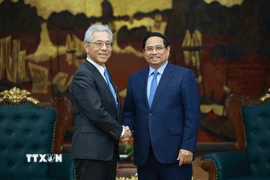 Thủ tướng Phạm Minh Chính tiếp ông Hori Kenichi, Chủ tịch kiêm Tổng Giám đốc điều hành Tập đoàn Mitsui. (Ảnh: Dương Giang/TTXVN)