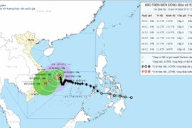 Sơ đồ đường đi của cơn bão. (Nguồn: Trung tâm Dự báo Khí tượng Thủy văn Trung ương)