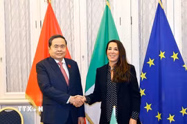 Chủ tịch Quốc hội Trần Thanh Mẫn gặp Phó Chủ tịch Thượng viện Italy Licia Ronzulli. (Ảnh: Doãn Tấn/TTXVN)