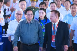 Thủ tướng Phạm Minh Chính dự Lễ khởi công dự án cao tốc Thành phố Hồ Chí Minh - Thủ Dầu Một - Chơn Thành đoạn qua tỉnh Bình Dương. (Ảnh: Dương Giang/TTXVN)