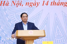 Thủ tướng Phạm Minh Chính chủ trì phiên họp lần thứ 6 Ban chỉ đạo thực hiện cam kết của Việt Nam tại COP 26. (Ảnh: Dương Giang/TTXVN)