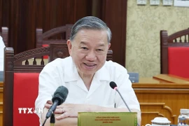 Tổng Bí thư Tô Lâm chủ trì họp Ban Bí thư về góp ý Dự thảo sửa đổi Hiến pháp 2013. (Ảnh: Thống Nhất/TTXVN)