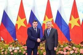 Phó Thủ tướng Thường trực Chính phủ Nguyễn Hòa Bình tiếp Trợ lý Tổng thống Nga Mironov Dmitry. (Ảnh: Minh Đức/TTXVN)