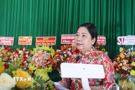 Đồng chí Hồ Thị Cẩm Đào, Phó Bí thư Thành ủy Cần Thơ phát biểu chỉ đạo Đại hội. (Ảnh: Ngọc Thiện/TTXVN)