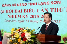 Bí thư Tỉnh ủy Lạng Sơn Hoàng Văn Nghiệm phát biểu chỉ đạo Đại hội. (Ảnh: Văn Đạt/TTXVN)