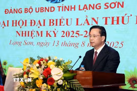 Bí thư Tỉnh ủy Lạng Sơn Hoàng Văn Nghiệm phát biểu chỉ đạo Đại hội. (Ảnh: Văn Đạt/TTXVN)
