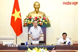 Chủ tịch Quốc hội Trần Thanh Mẫn phát biểu bế mạc phiên họp. (Ảnh: Doãn Tấn/TTXVN)