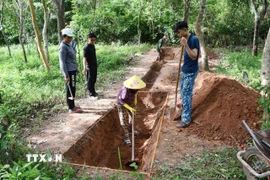 Các nhà khoa học đã phát hiện ra dấu tích của con đường dài 170 mét vào cuối năm 2025 với nhiều bí ẩn. (Ảnh: Đàn Hữu Trung/TTXVN)