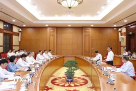 Bộ Chính trị làm việc với Ban Thường vụ Tỉnh ủy Đà Nẵng về chuẩn bị đại hội Đảng. (Ảnh: Phương Hoa/TTXVN)