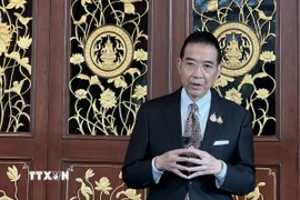 Ngoại trưởng Thái Lan Maris Sangiampongsa tại cuộc gặp gỡ báo chí. (Ảnh: Đỗ Sinh/TTXVN)