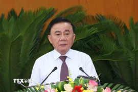Đồng chí Trần Cẩm Tú, Ủy viên Bộ Chính trị, Thường trực Ban bí thư phát biểu chỉ đạo hội nghị. (Ảnh: Phương Hoa/TTXVN)