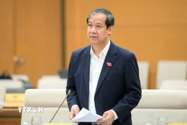 Bộ trưởng Bộ Giáo dục và Đào tạo Nguyễn Kim Sơn phát biểu. (Ảnh: Doãn Tấn/TTXVN)