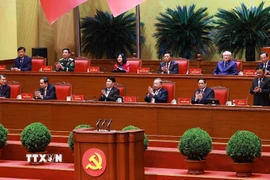 Đoàn Chủ tịch điều hành Đại hội XIV của Đảng. (Ảnh: TTXVN)