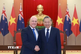 Tổng Bí thư Tô Lâm tiếp Thủ tướng New Zealand Christopher Luxon. (Ảnh: Thống Nhất/TTXVN)