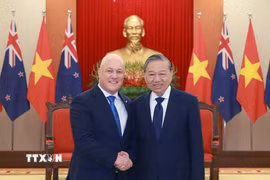Tổng Bí thư Tô Lâm tiếp Thủ tướng New Zealand Christopher Luxon. (Ảnh: Thống Nhất/TTXVN)