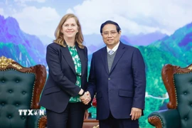 Thủ tướng Phạm Minh Chính tiếp bà Lynn Maxwell, Giám đốc Thương mại toàn cầu của S&P Global Ratings. (Ảnh: Dương Giang/TTXVN)