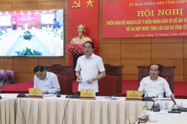 Bí thư Tỉnh ủy, Chủ tịch Ủy ban Nhân dân tỉnh Lào Cai Trịnh Xuân Trường Phát biểu tại Hội nghị. (Ảnh: Hồng Ninh/TTXVN)