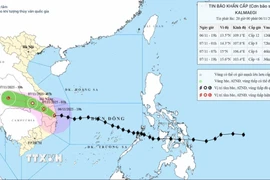 Hướng di chuyển của bão số 13 lúc 20 h ngày 6/11. (Ảnh: TTXVN phát)