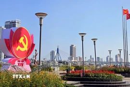 Thành phố Đà Nẵng được trang hoàng cờ hòa chào mừng sự kiện trọng đại của Đất nước. (Ảnh: Trần Lê Lâm/TTXVN)