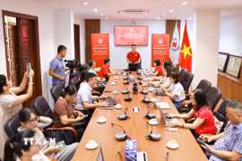 Trung ương Hội Chữ thập Đỏ Việt Nam thông tin tới cơ quan thông tấn, báo chí về Đại hội đại biểu toàn quốc Hội Chữ thập Đỏ Việt Nam lần thứ XII, nhiệm kỳ 2026-2031. (Ảnh: Thanh Tùng/TTXVN)