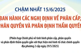 Chậm nhất 15/6/2025: Ban hành các nghị định về phân cấp, phân quyền 
