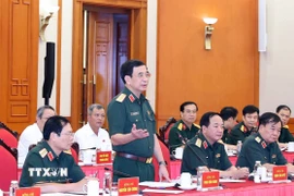 Đại tướng Phan Văn Giang, Uỷ viên Bộ chính trị, Phó Bí thư Quân uỷ Trung ương, Bộ trưởng Bộ Quốc phòng phát biểu. (Ảnh: Thống Nhất/TTXVN)