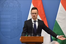 Ngoại trưởng Hungary Peter Szijjarto tại một cuộc họp báo ở Budapest. (Ảnh tư liệu: AFP/TTXVN)