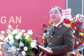 Thượng tướng Phạm Thế Tùng, Thứ trưởng Bộ Công an phát biểu tại buổi lễ. (Ảnh: Đinh Văn Nhiều/TTXVN)