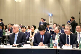 Phó Thủ tướng thường trực Nguyễn Hòa Bình tại Hội nghị Xúc tiến đầu tư vào Trung tâm tài chính tại Việt Nam diễn ra ở thành phố Frankfurt am Main. (Ảnh: Phương Hoa/TTXVN)