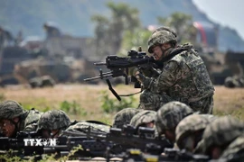 (Tư liệu) Binh sĩ tham gia cuộc tập trận Hổ mang Vàng tại tỉnh Chonburi, Thái Lan, ngày 3/3/2023. (Ảnh: AFP/TTXVN)