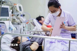 Nạn nhân vụ cháy đang được điều trị tích cực tại Bệnh viện Nhân dân Gia Định. (Ảnh: TTXVN phát)