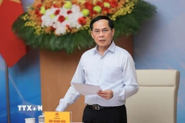 Phó Thủ tướng, Bộ trưởng Bộ Ngoại giao Bùi Thanh Sơn phát biểu. (Ảnh: An Đăng/TTXVN)
