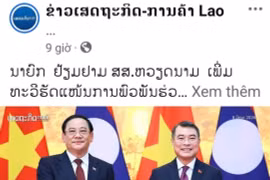 Bài đăng trên trang Facebook chính thức của tờ Kinh tế-thương mại của Lào. (Ảnh: TTXVN)