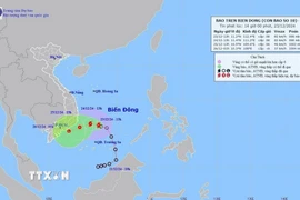 Đường đi của bão số 10 (PABUK) lúc 13h ngày 23/12/2024. (Ảnh: TTXVN phát)