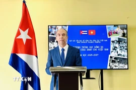 Đại sứ Cộng hòa Cuba tại Việt Nam Rogelio Polanco Fuentes phát biểu tại họp báo. (Ảnh: Việt Đức/TTXVN)