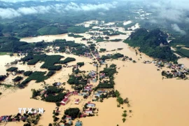 Ngập lụt lịch sử tại xã Vân Nham, tỉnh Lạng Sơn. (Ảnh: TTXVN phát)