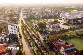 Một góc thị trấn huyện Đông Anh. (Ảnh: Vũ Sinh/TTXVN)