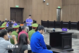 Đại diện Viện Kiểm sát công bố bản cáo trạng tại phiên tòa. (Ảnh: Kim Anh/TTXVN)