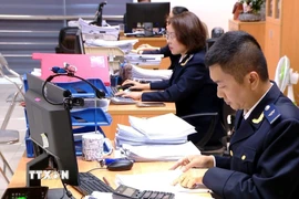 Hoạt động nghiệp vụ tại Chi cục Hải quan khu vực III. (Ảnh: Mạnh Tú/TTXVN)